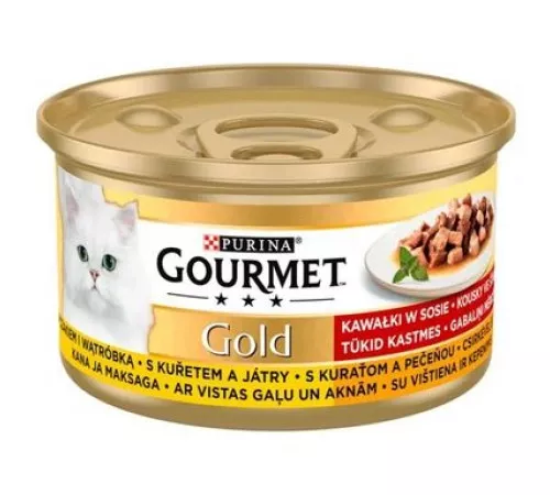 Влажный корм для кошек Purina Gourmet Gold с курицей и печенью в соусе 85гр