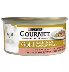Влажный корм для кошек Purina Gourmet Gold кусочки в подливе с лососем и курицей 85 гр