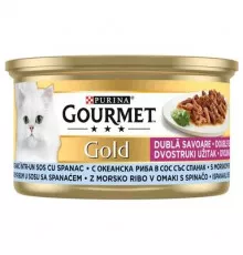 Влажный корм для кошек Purina Gourmet Gold с океанической рыбой и шпинатом в соусе 85гр